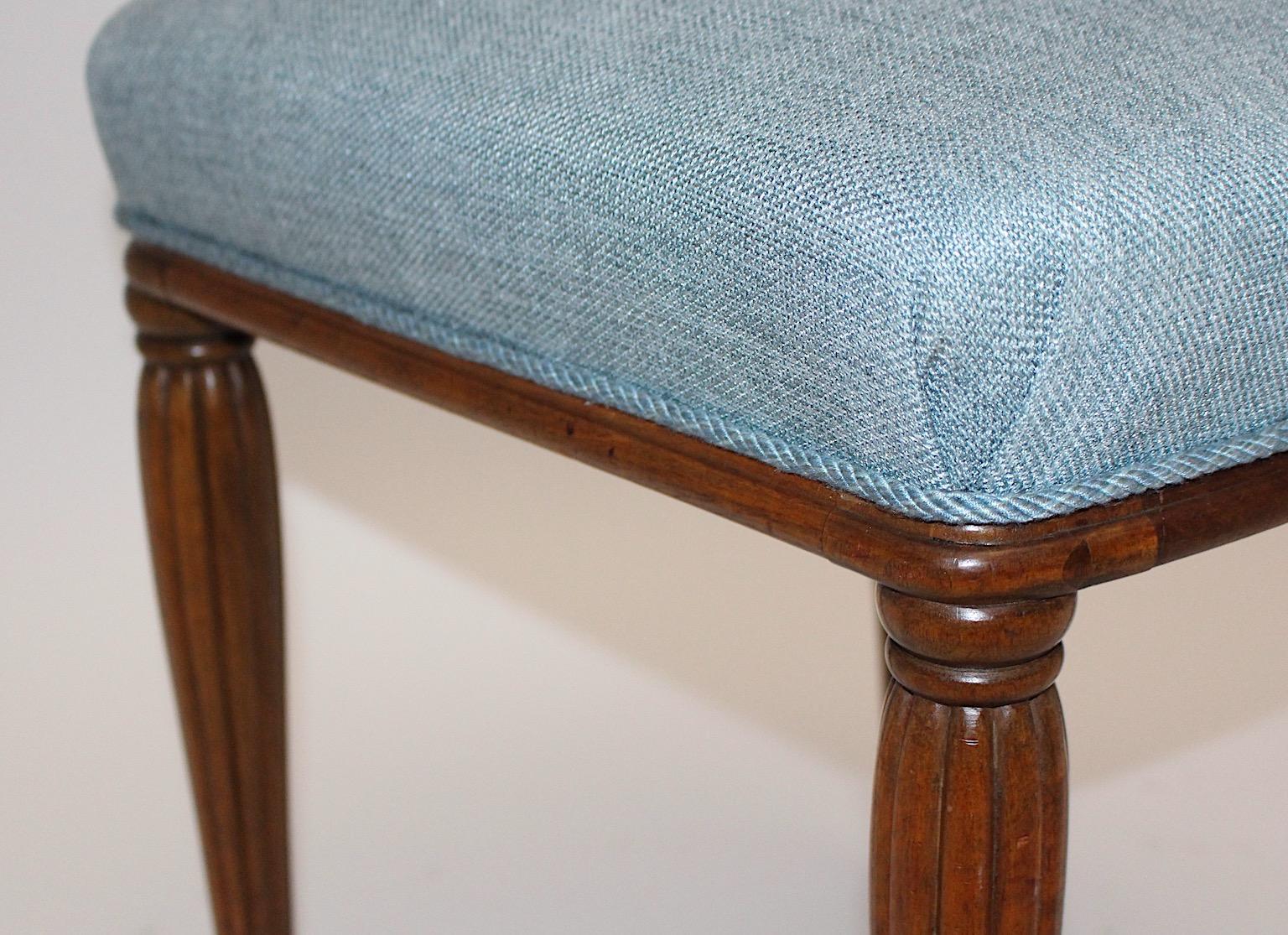 Jugendstil Walnut Blue Upholstery Otto Prutscher Vintage Stool Vienna circa 1900 For Sale 5