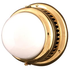 Jugendstil Otto Wagner Wall/Ceiling Lamp Brass Opaline Glass, Re Edition