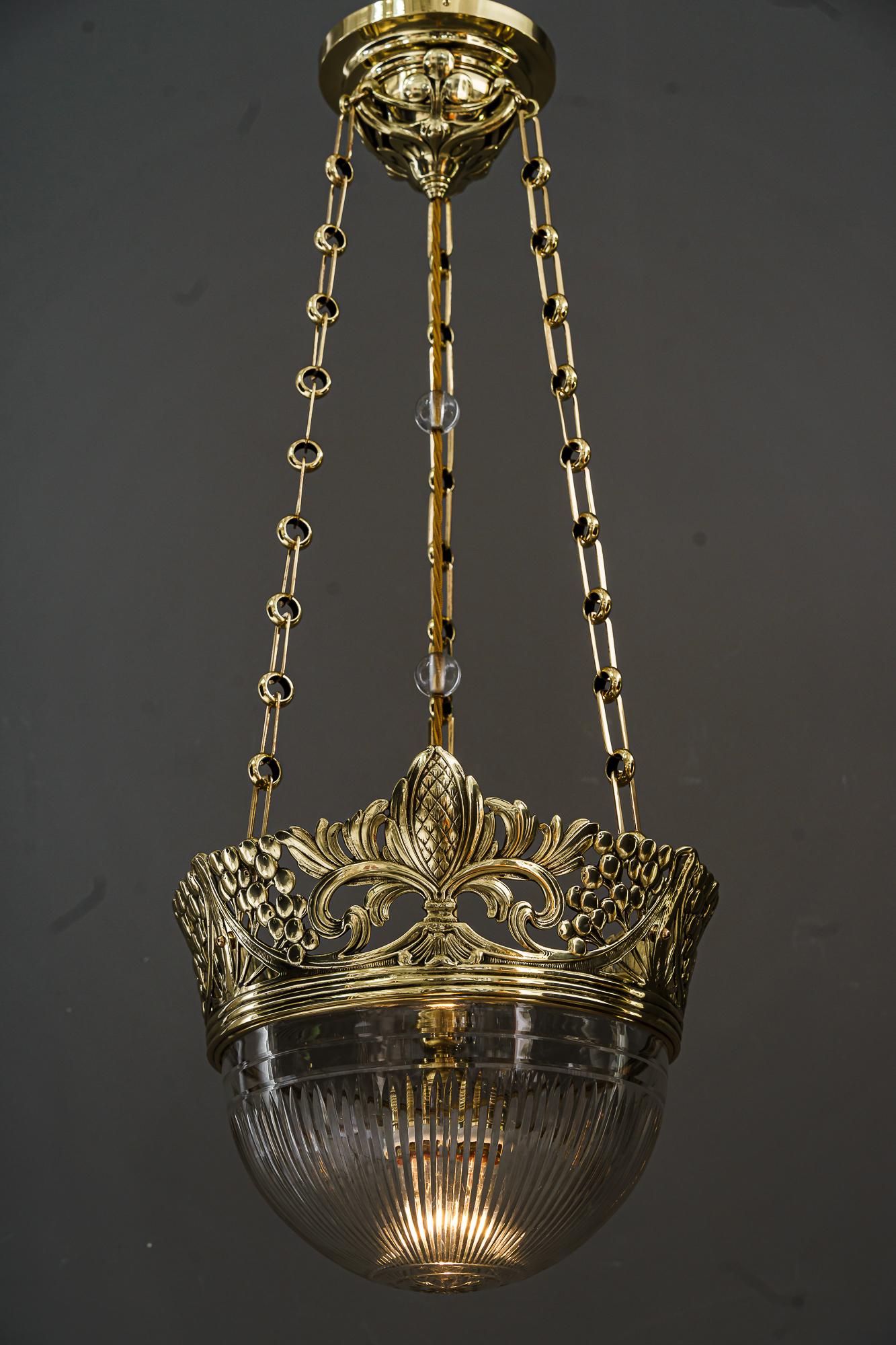 Pendentif Jugendstil avec abat-jour d'origine en verre taillé Vienne vers 1908 en vente 6