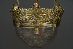 Colgante Jugendstil con Pantalla de Vidrio Tallado Original Viena Alrededor de 1908