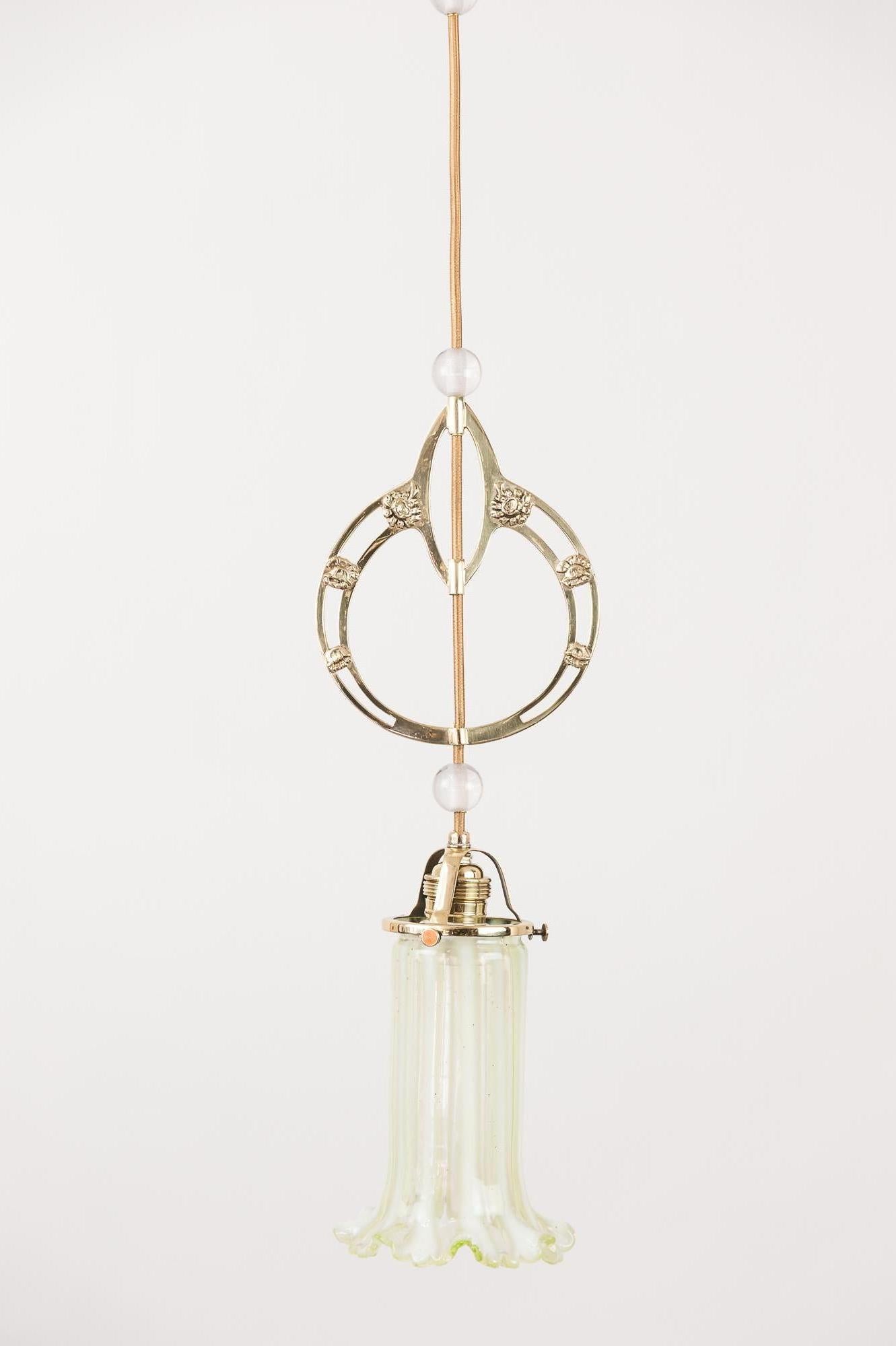 Jugendstil Pendant with Original Opaline Shade, circa 1908 (Österreichisch)