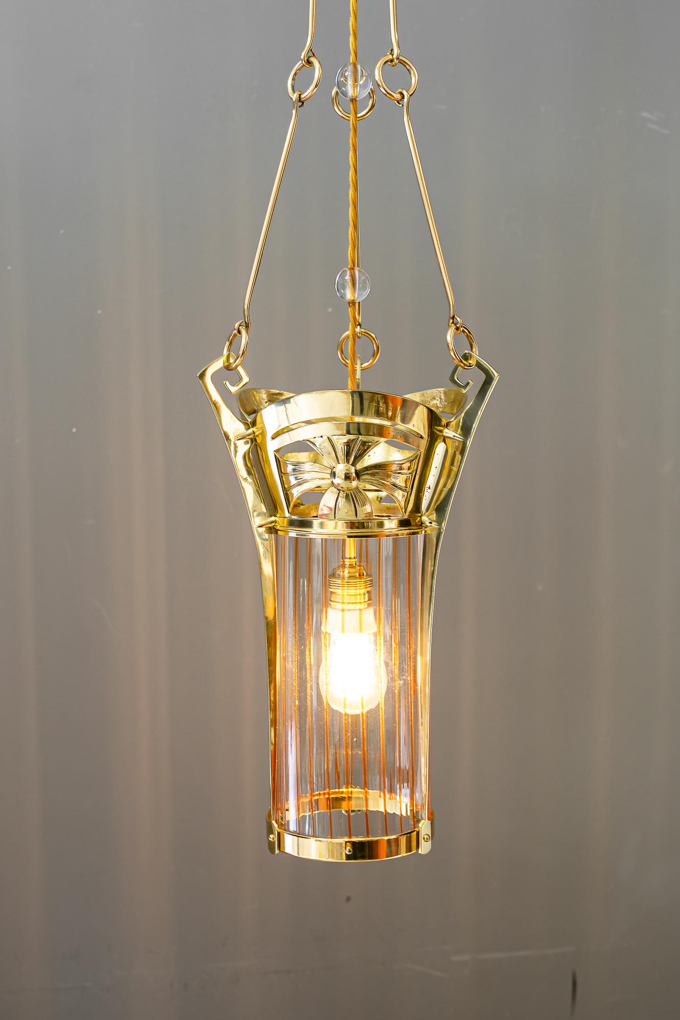Jugendstil pendant with palme koenig opaline glass shade vienna around 1908 For Sale 5