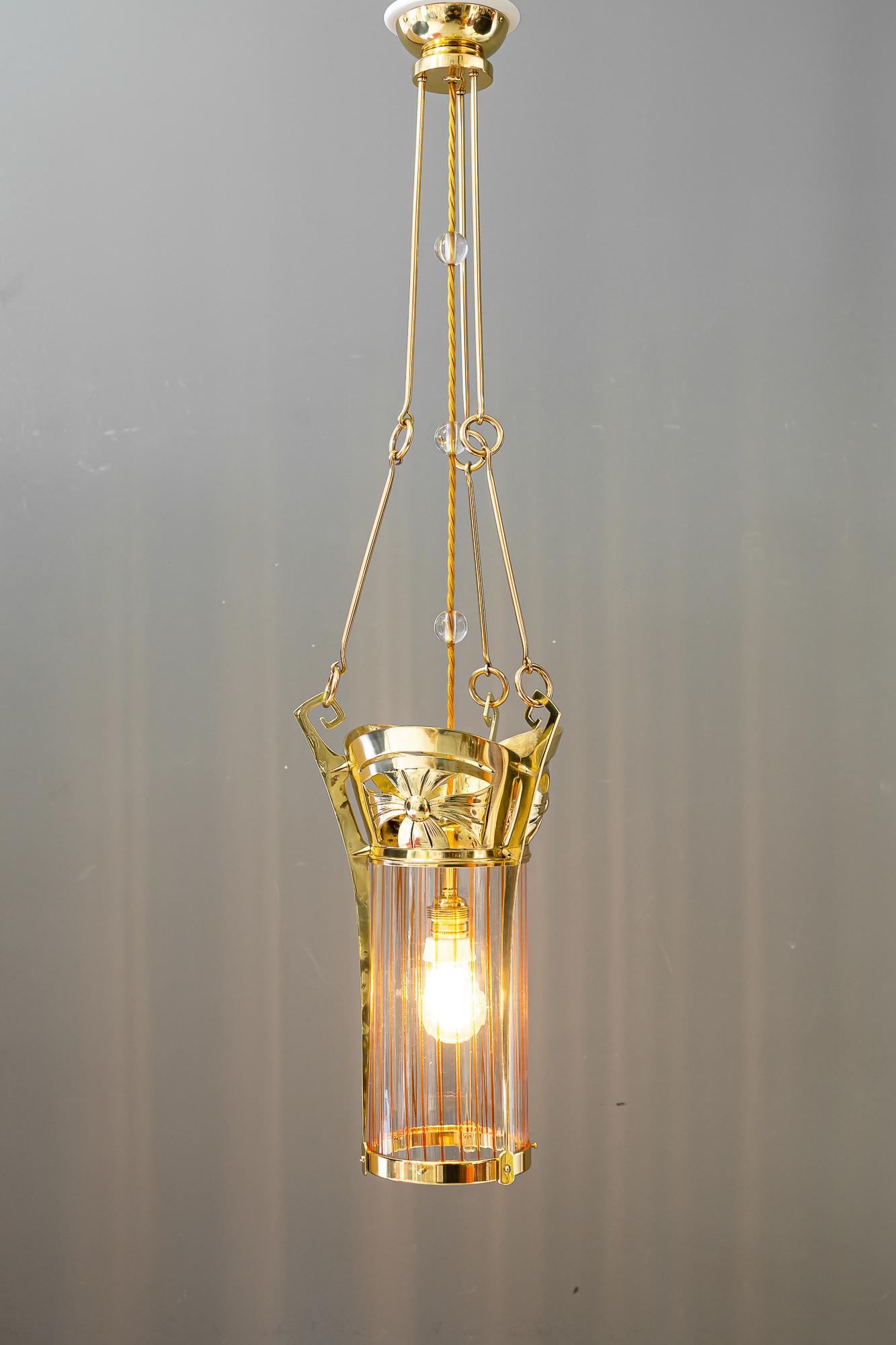 Jugendstil pendant with palme koenig opaline glass shade vienna around 1908 For Sale 6