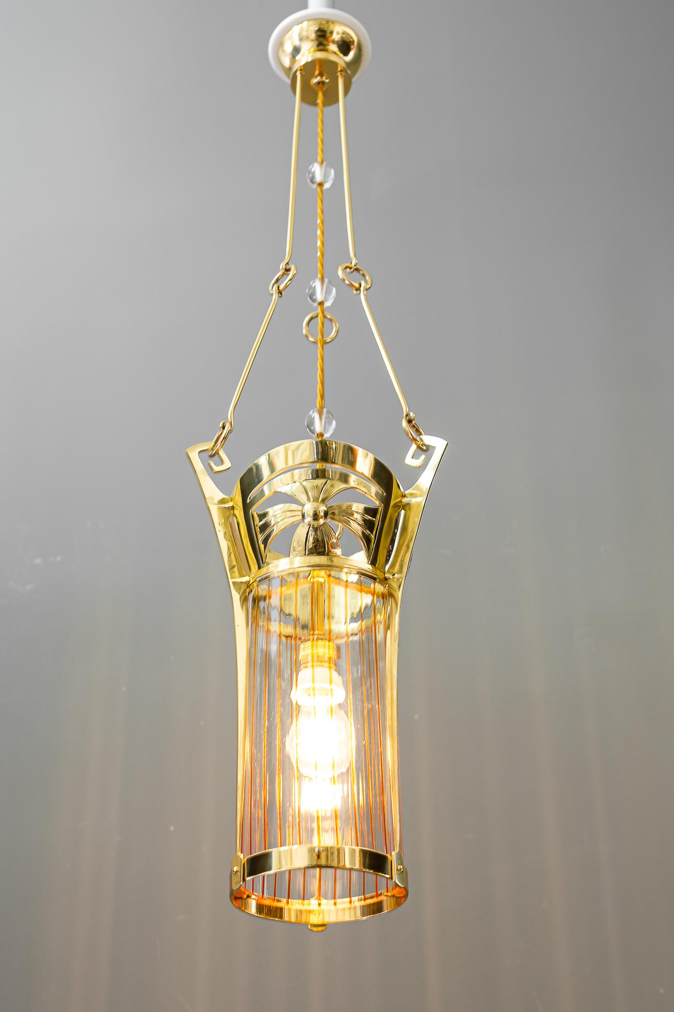 Jugendstil pendant with palme koenig opaline glass shade vienna around 1908 For Sale 7