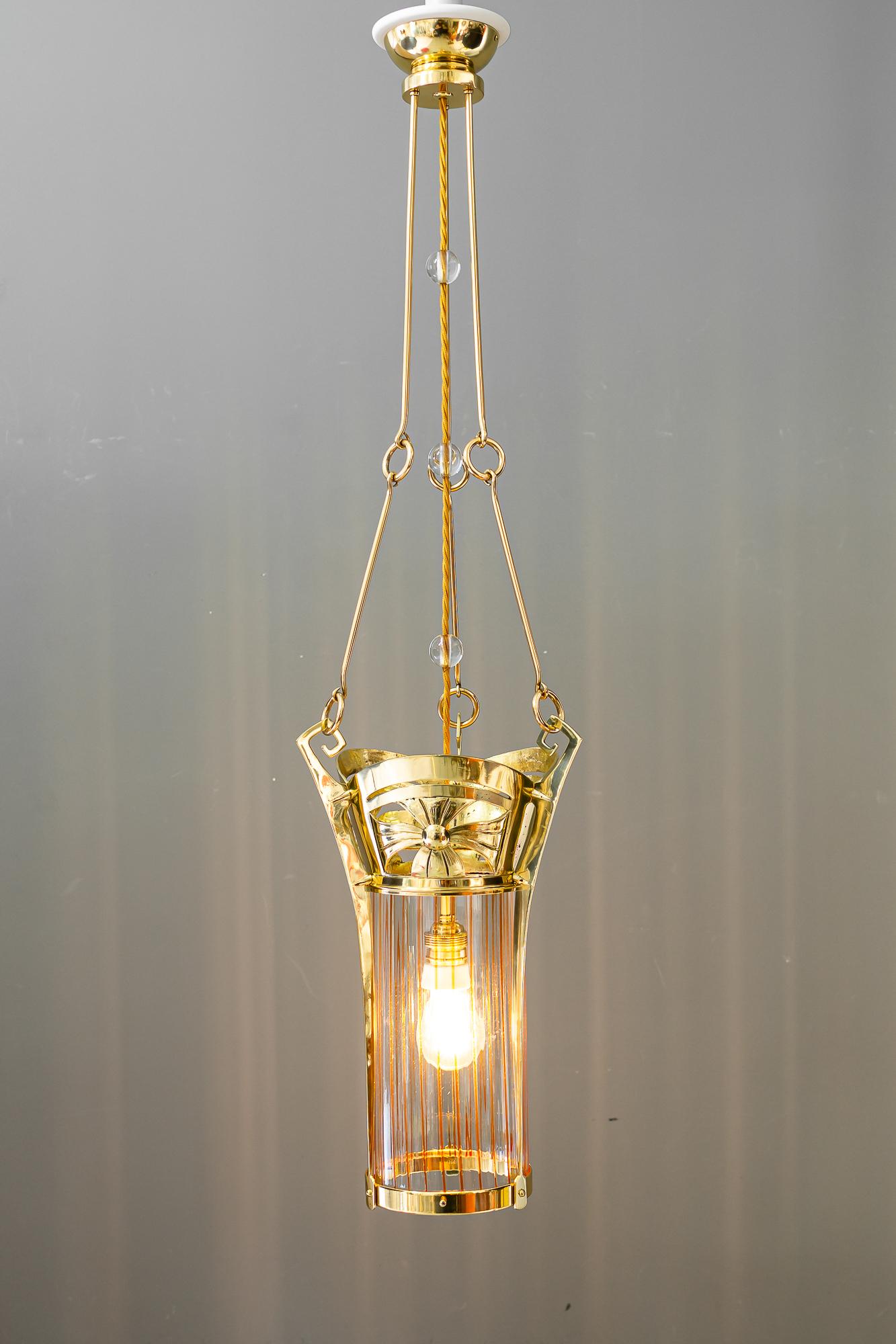 Jugendstil pendant with palme koenig opaline glass shade vienna around 1908 For Sale 8