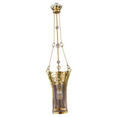 Jugendstil pendant with palme koenig opaline glass shade vienna around 1908