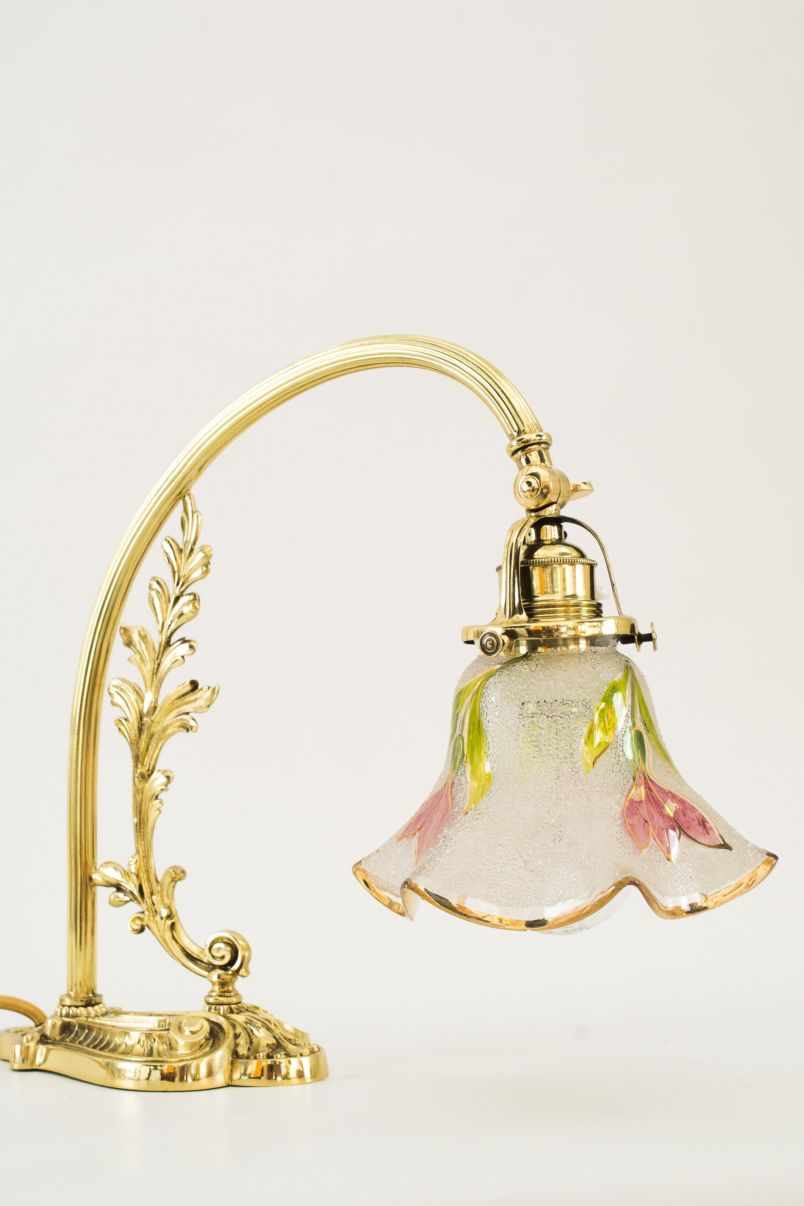 Jugendstil Piano Lamp with Original Antique Glass Shade Vienna Around 1907 For Sale 3