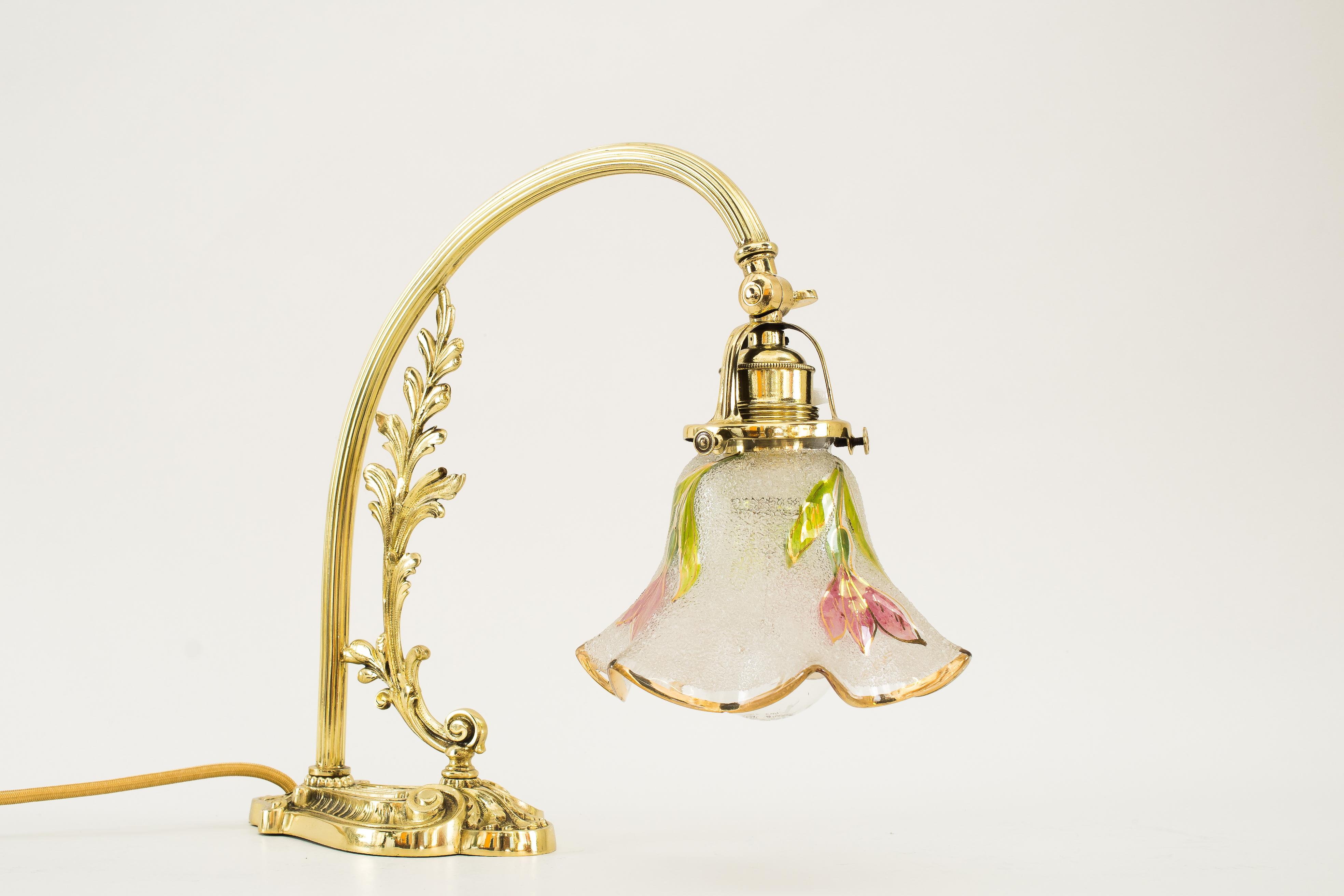Jugendstil-Klammerlampe im Jugendstil mit originalem antiken Glasschirm Wien um 1907 im Angebot 5