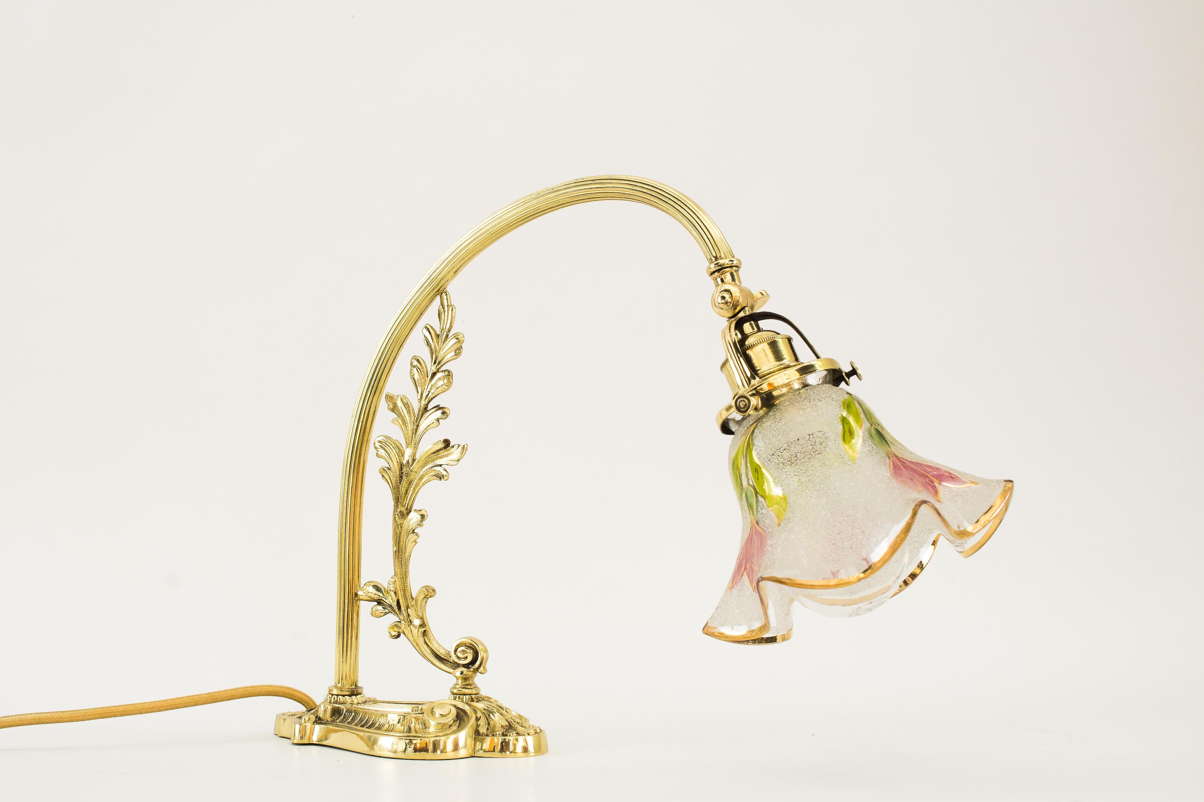 Lampe de piano Jugendstil avec abat-jour en verre ancien d'origine Vienne vers 1907 en vente 4
