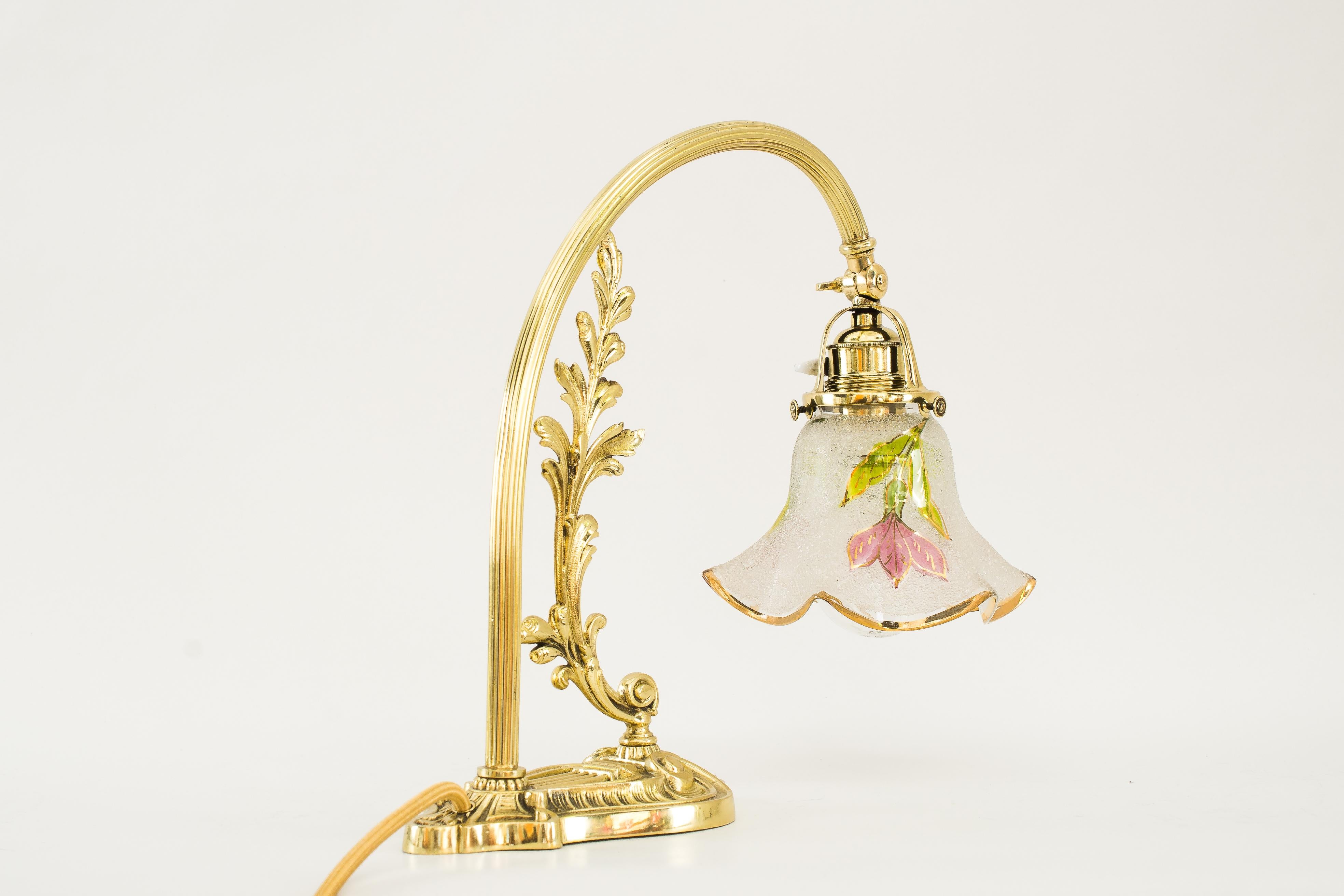 Jugendstil-Klammerlampe im Jugendstil mit originalem antiken Glasschirm Wien um 1907 im Angebot 7