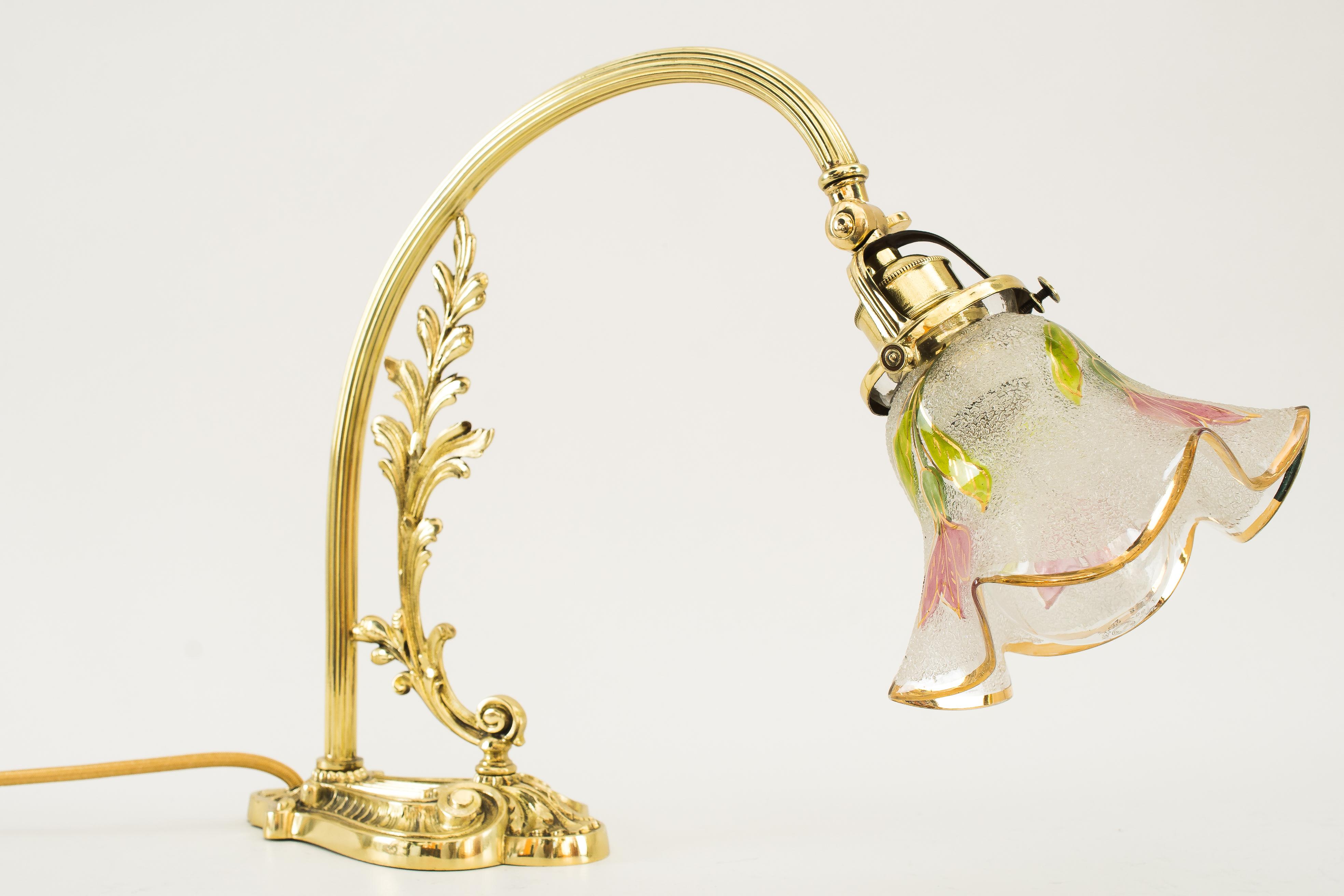 Jugendstil-Klammerlampe im Jugendstil mit originalem antiken Glasschirm Wien um 1907 im Angebot 11