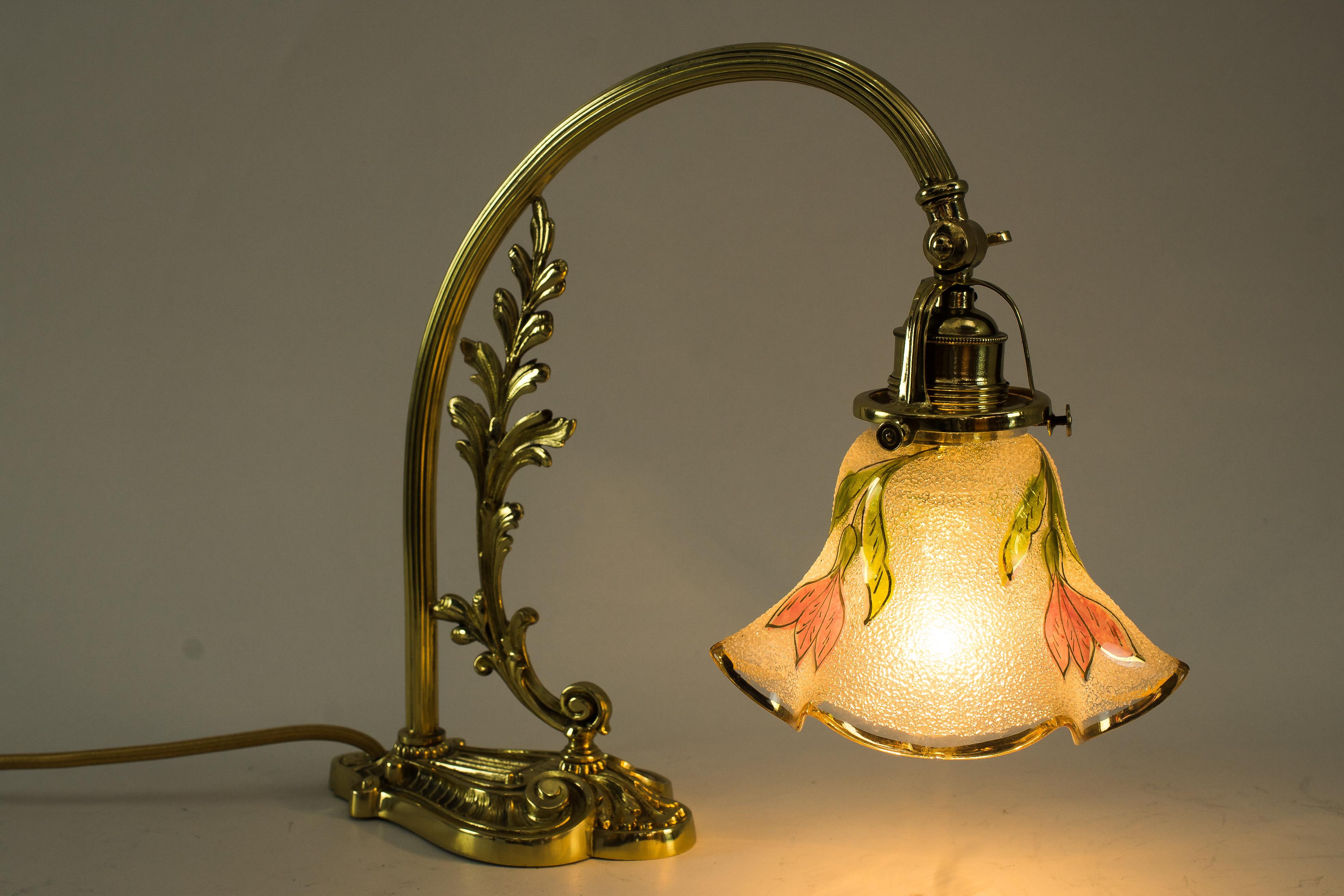 Jugendstil-Klammerlampe im Jugendstil mit originalem antiken Glasschirm Wien um 1907 im Angebot 12