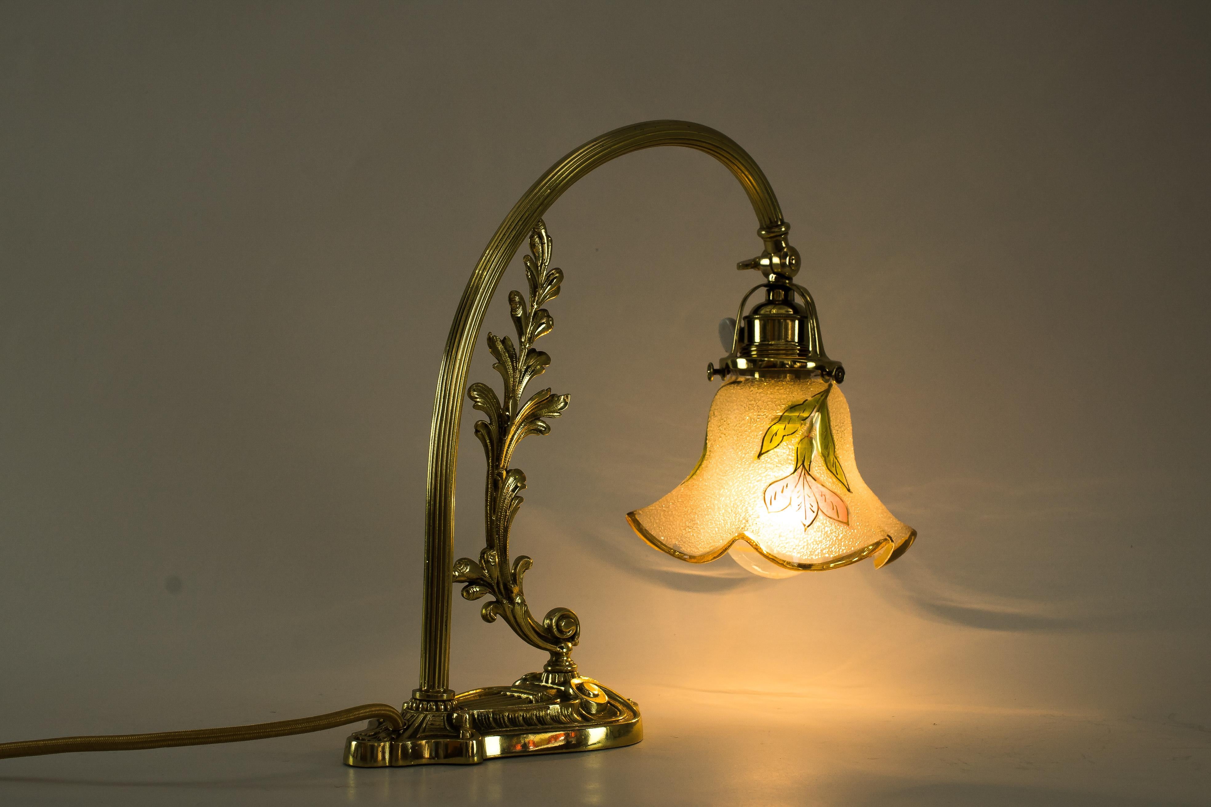 Jugendstil-Klammerlampe im Jugendstil mit originalem antiken Glasschirm Wien um 1907 im Angebot 13