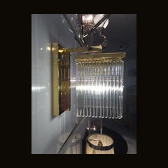 Jugendstil Re-Edition Brass Wall Light with Glass Tubes