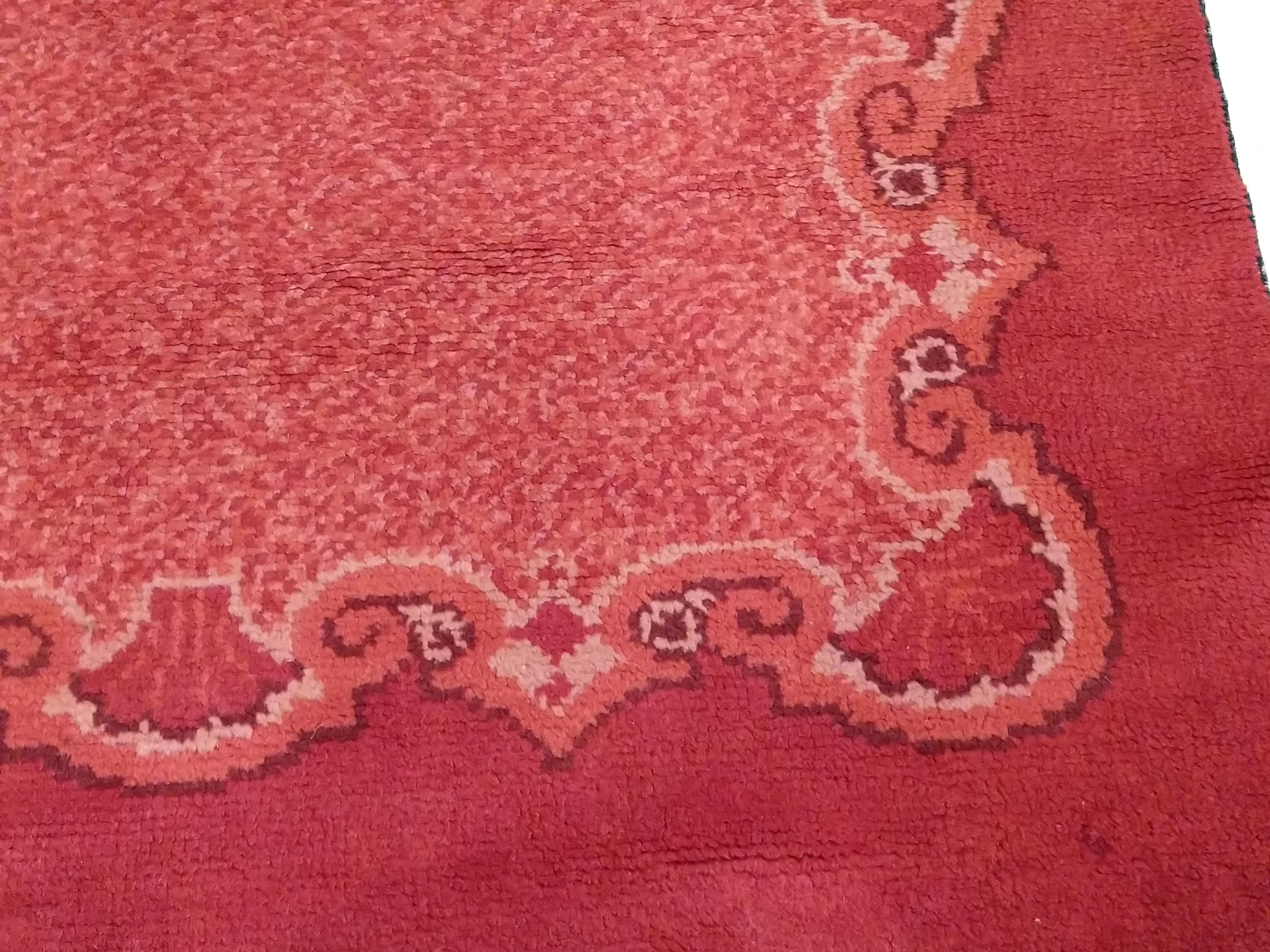 Hand-Knotted Antique Jugendstil Red Ground Wool Rug Circa 1910