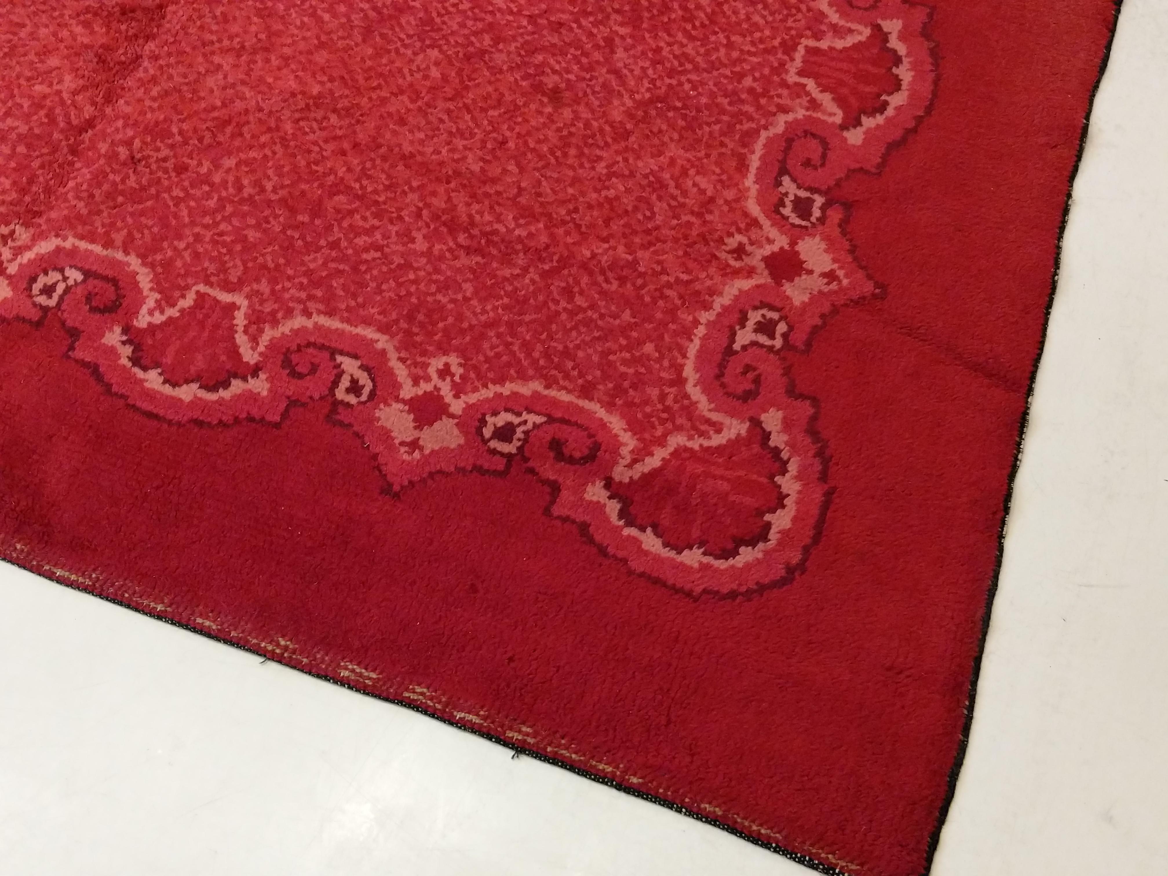 Antique Jugendstil Red Ground Wool Rug Circa 1910 2