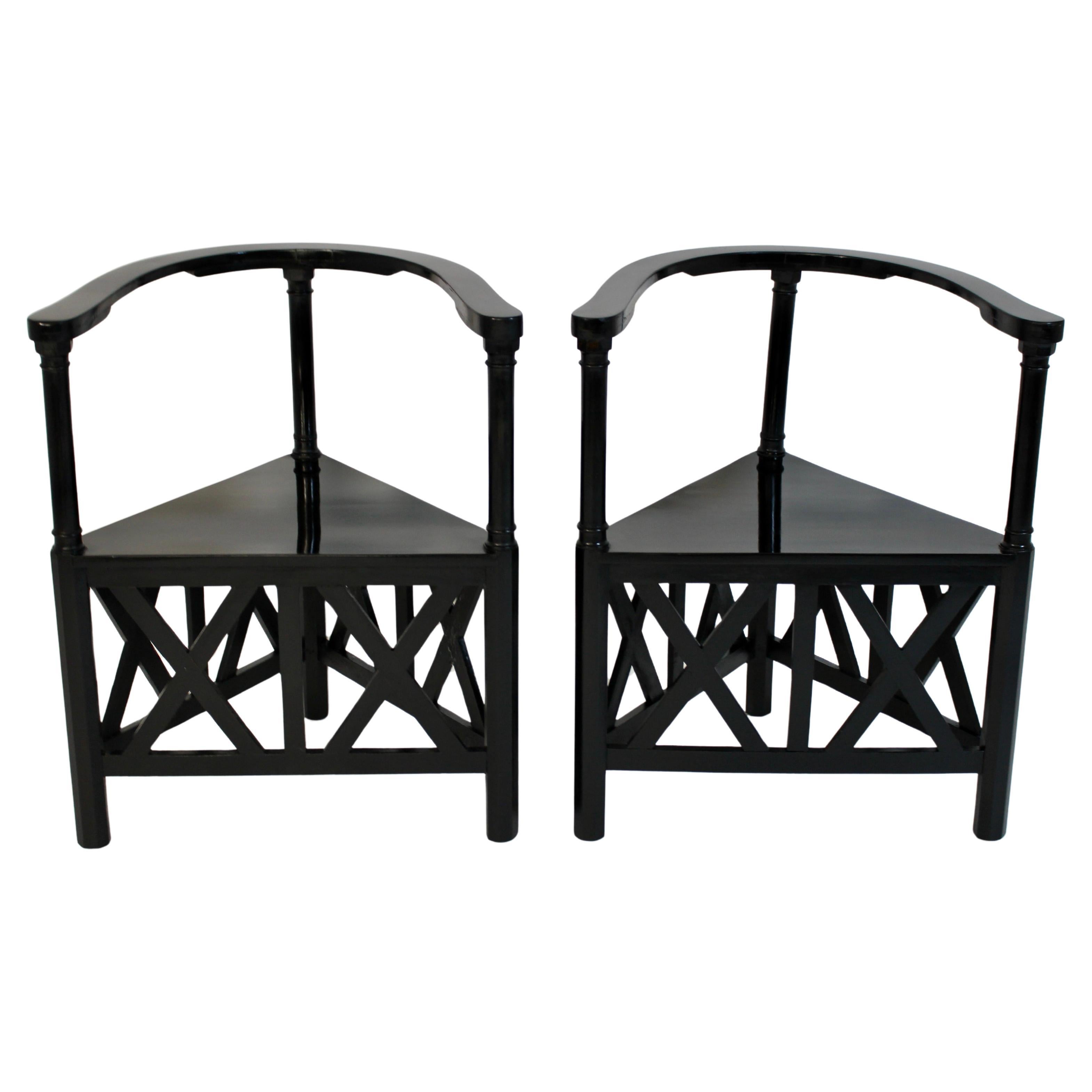 Secesión Jugendstil Cuatro sillones de haya negra Josef Hoffmann circa 1899 Viena en venta