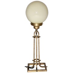 Lampada da tavolo in vetro e ottone in stile Jugendstil Secessione geometrica Vienna anni '50