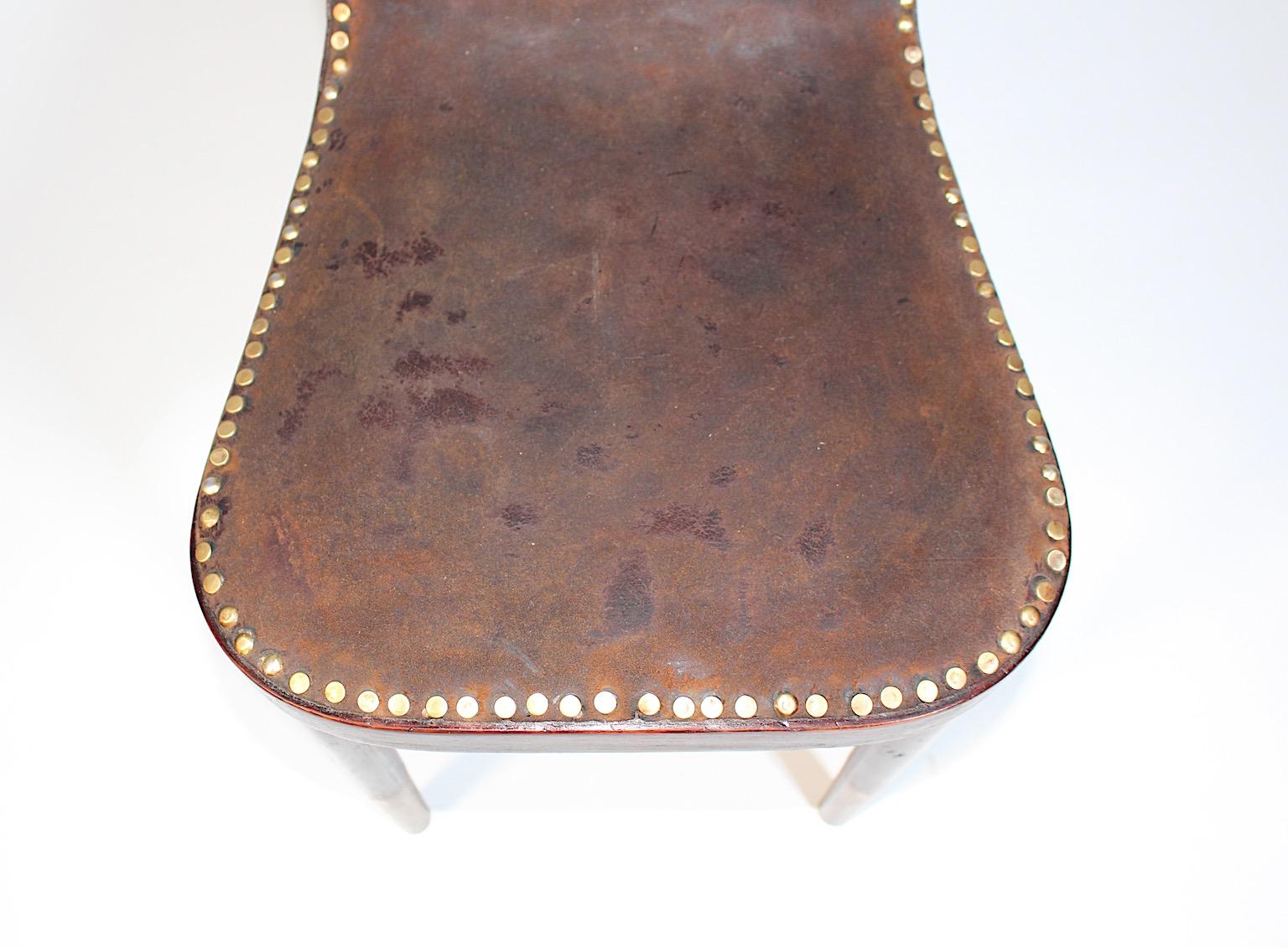 Jugendstil Side Chair Beech Leather by Joseph Urban Gebrüder Thonet 1903 Vienna For Sale 8