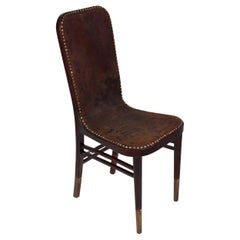Jugendstil Side Chair Beech Leather by Joseph Urban Gebrüder Thonet 1903 Vienna