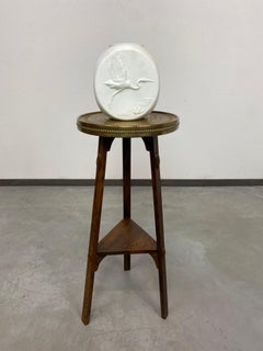 Tavolino Jugendstil con piano in ottone di Joseph Maria Olbrich