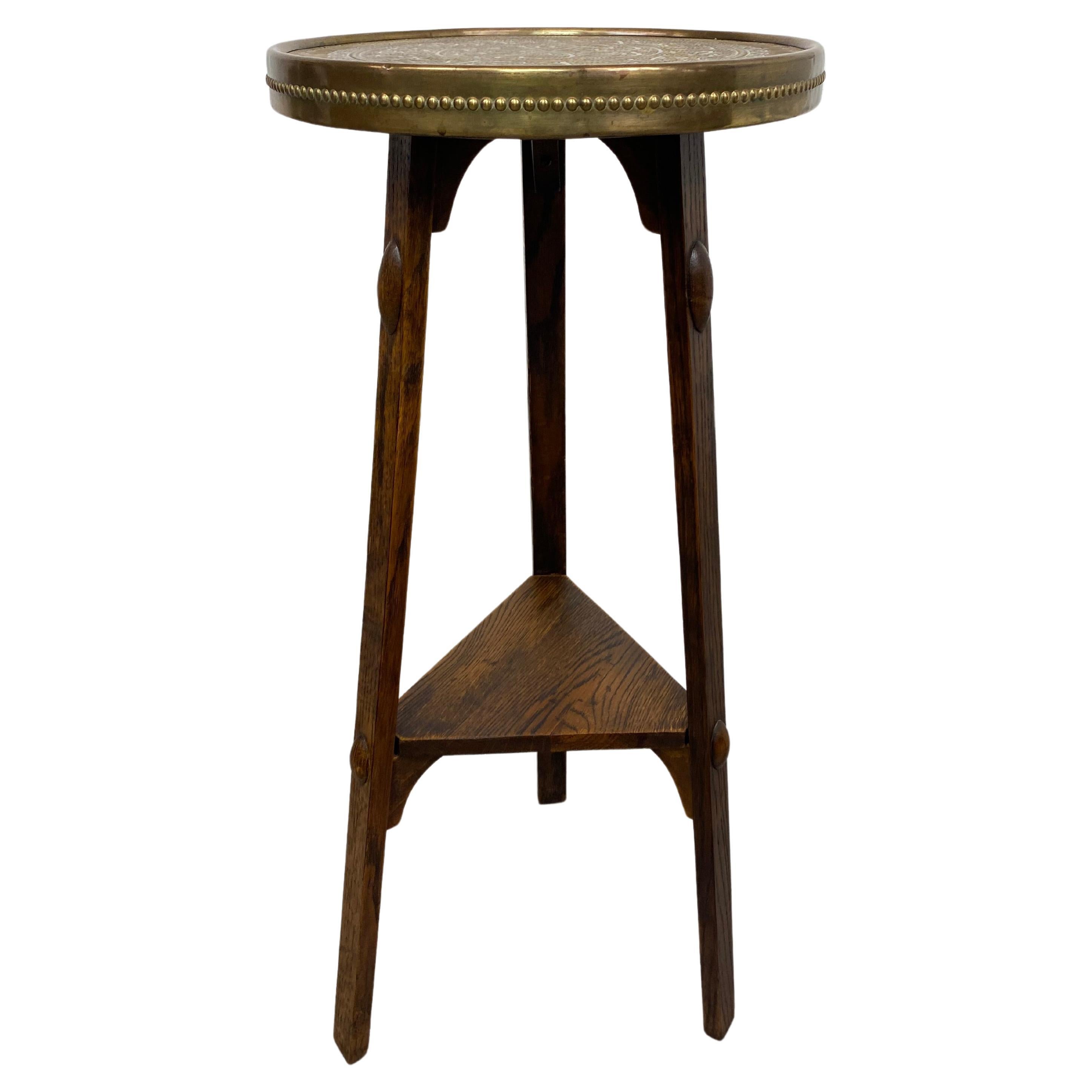 Jugendstil side table with brass top by Joseph Maria Olbrich For Sale