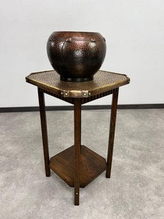 Jugendstil side table with hammered brass top