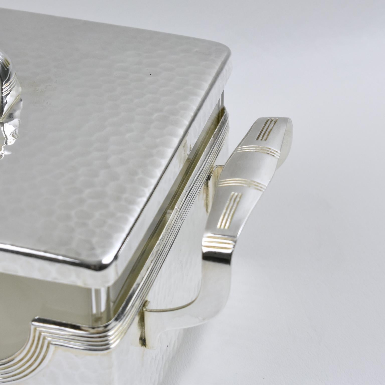 Jugendstil Silver Plate Cookie Box with Original Crystal Insert 1