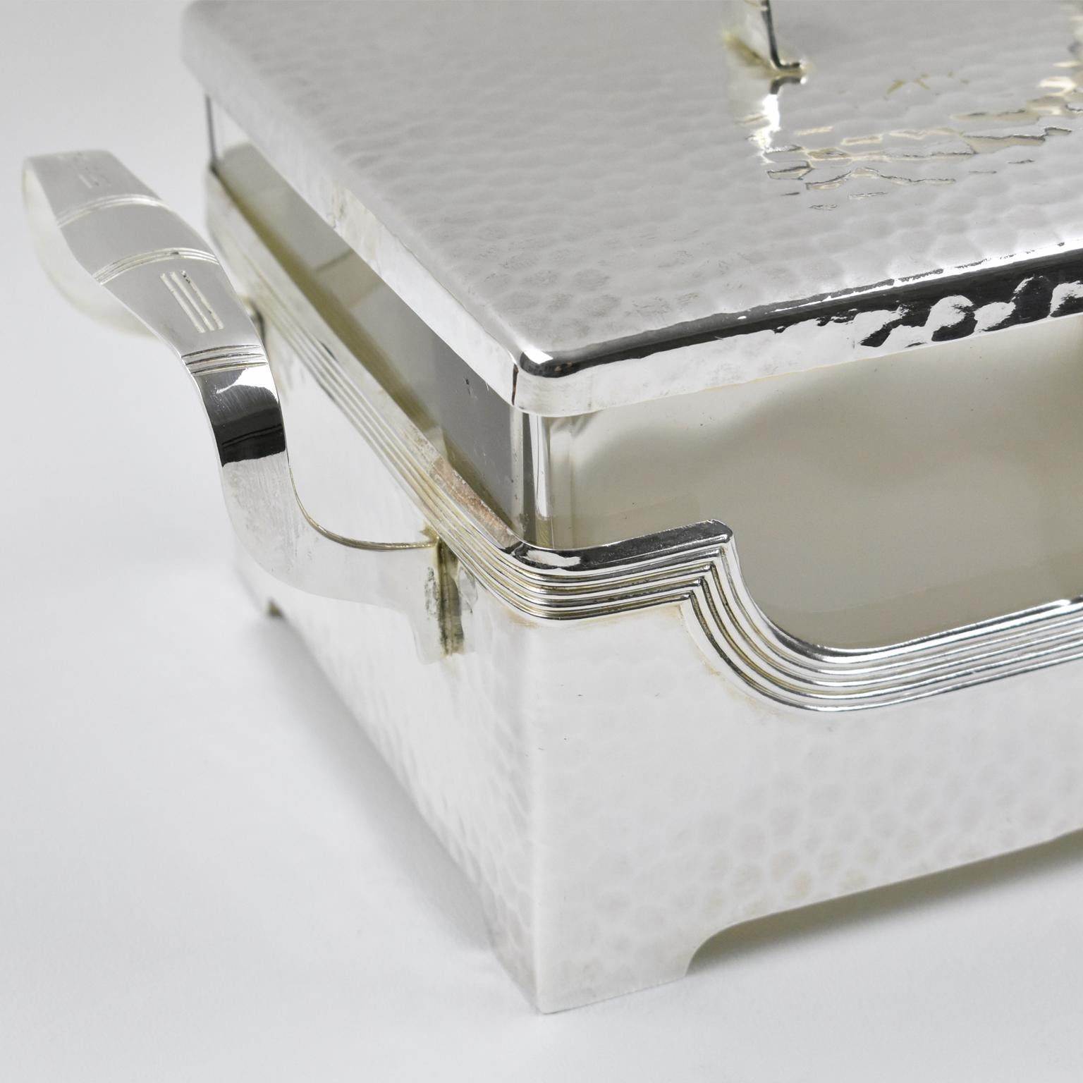 Jugendstil Silver Plate Cookie Box with Original Crystal Insert 3