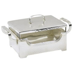 Jugendstil Silver Plate Cookie Box with Original Crystal Insert