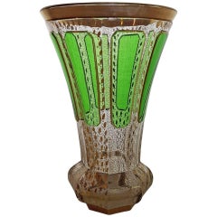 Jugendstil Stained Glass Vase with Gold Applications, Austria, circa 1910