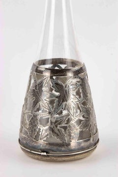 Jugendstil Sterling Overlay Glass Decanter, Early 20th Century