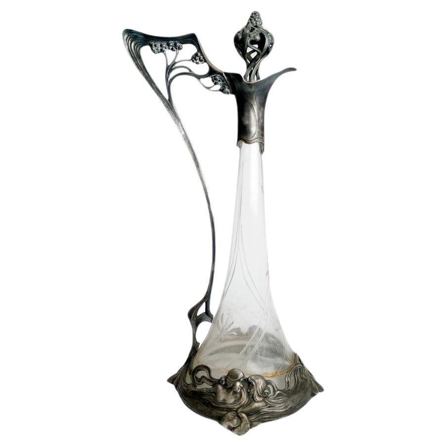 Carafe à décanter Claret en verre de style Jugendstil, 20e siècle en vente