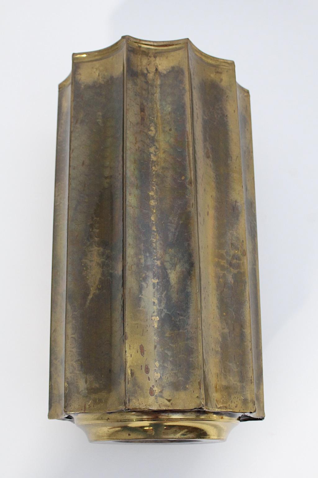 Jugendstil Style Vintage Brass Paper Basket Cane Holder 1950s Austria For Sale 2