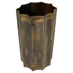Jugendstil Style Vintage Brass Paper Basket Cane Holder 1950s Austria