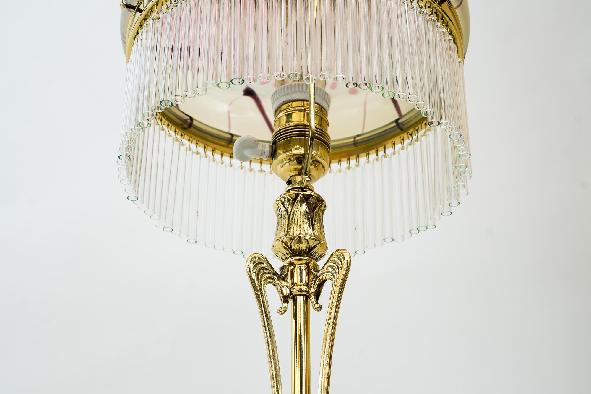 Jugendstil Table Lamp Around 1908 with Original Palme Koenig Glass Shade 3