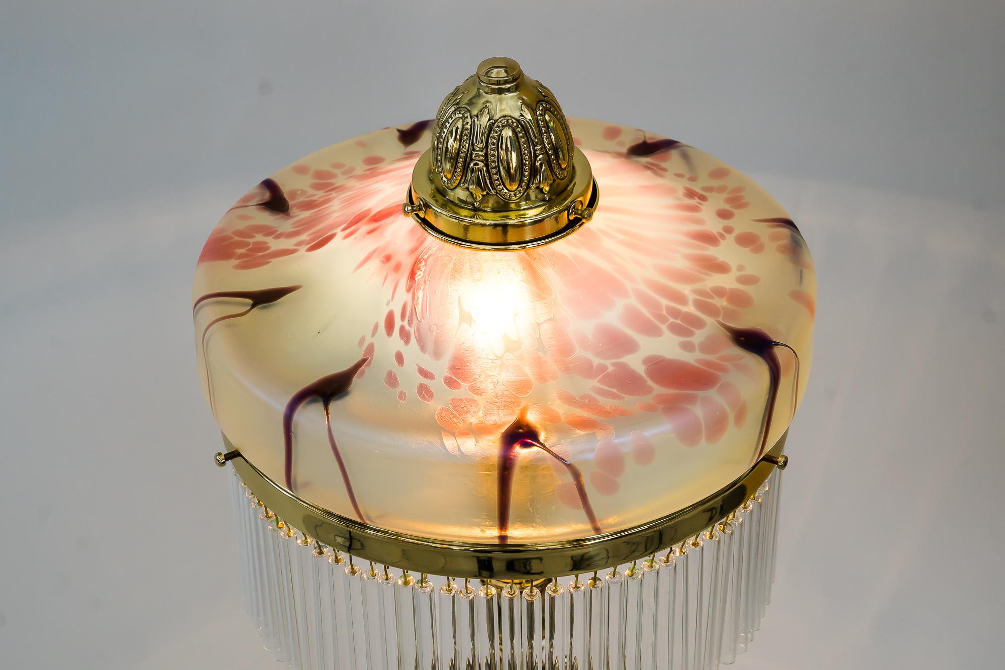 Jugendstil Table Lamp Around 1908 with Original Palme Koenig Glass Shade 6