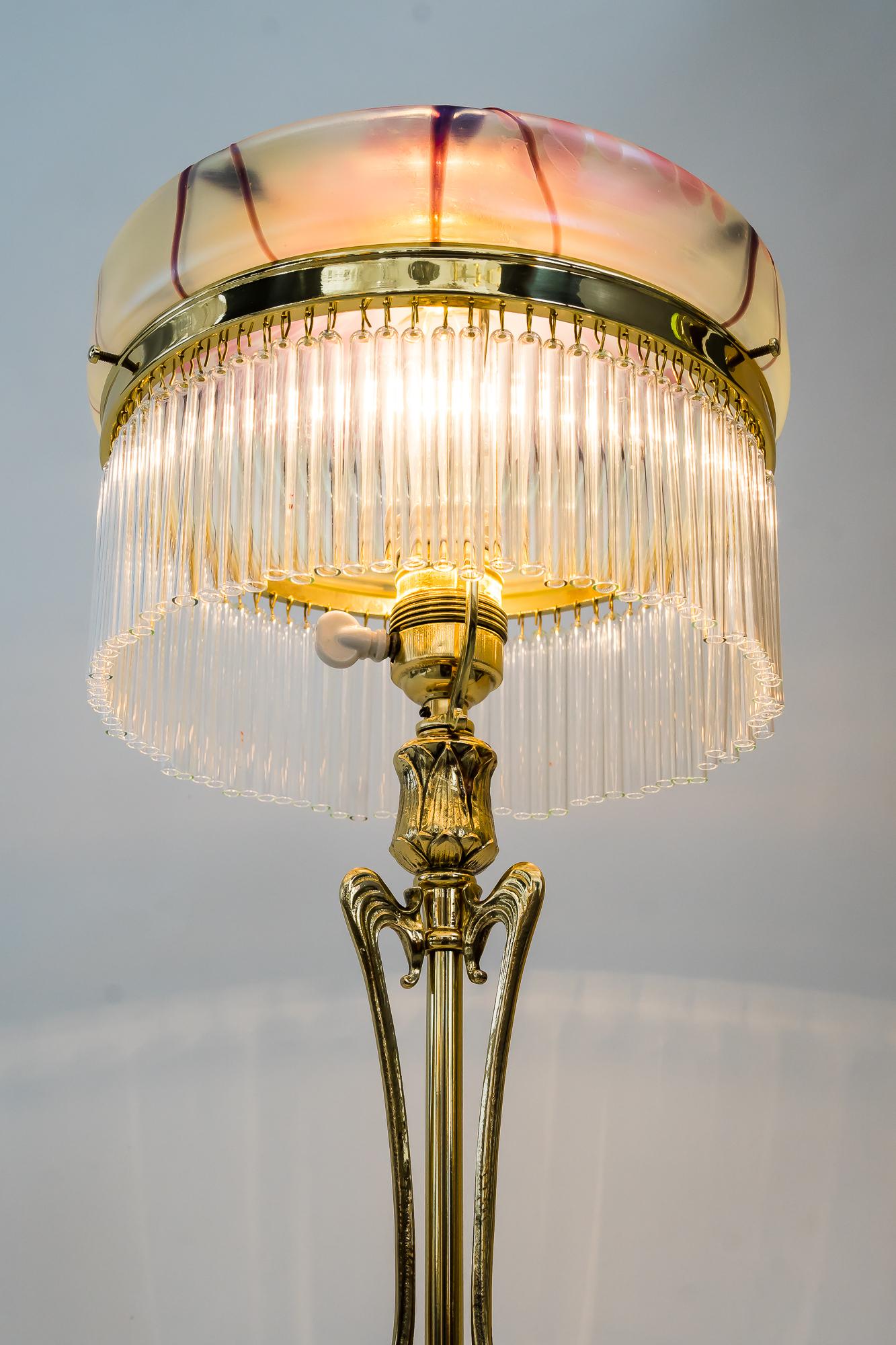 Jugendstil Table Lamp Around 1908 with Original Palme Koenig Glass Shade 13