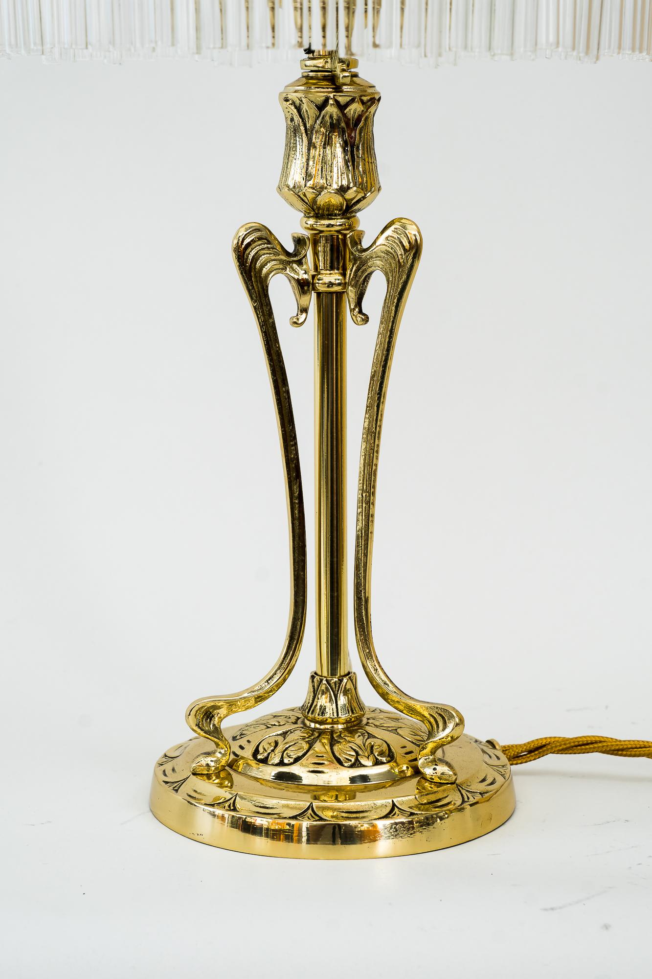 Austrian Jugendstil Table Lamp Around 1908 with Original Palme Koenig Glass Shade