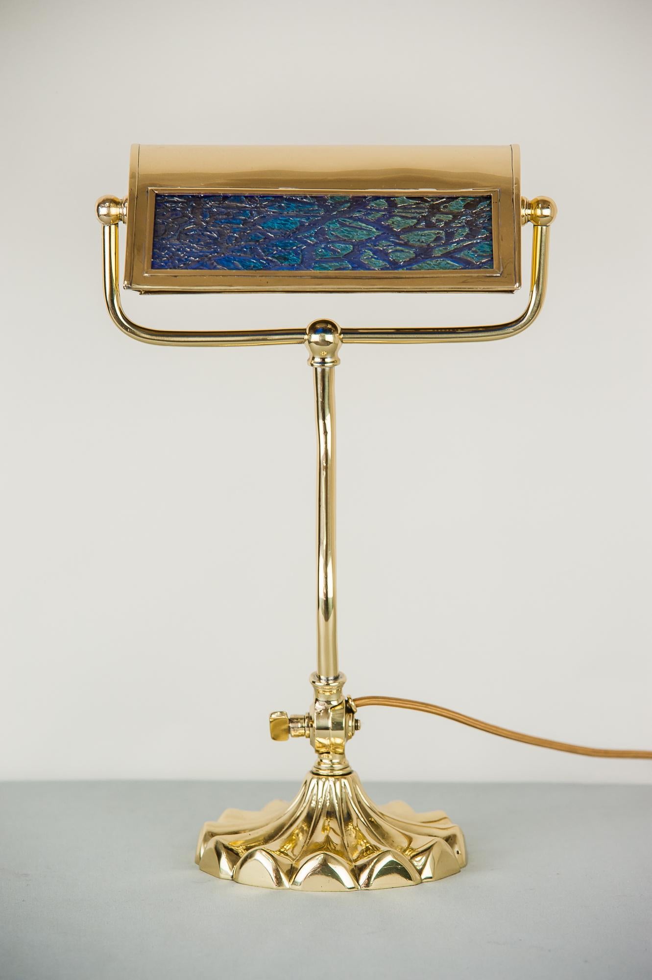 Austrian Jugendstil Table Lamp circa 1909 with Original Lötz Glass