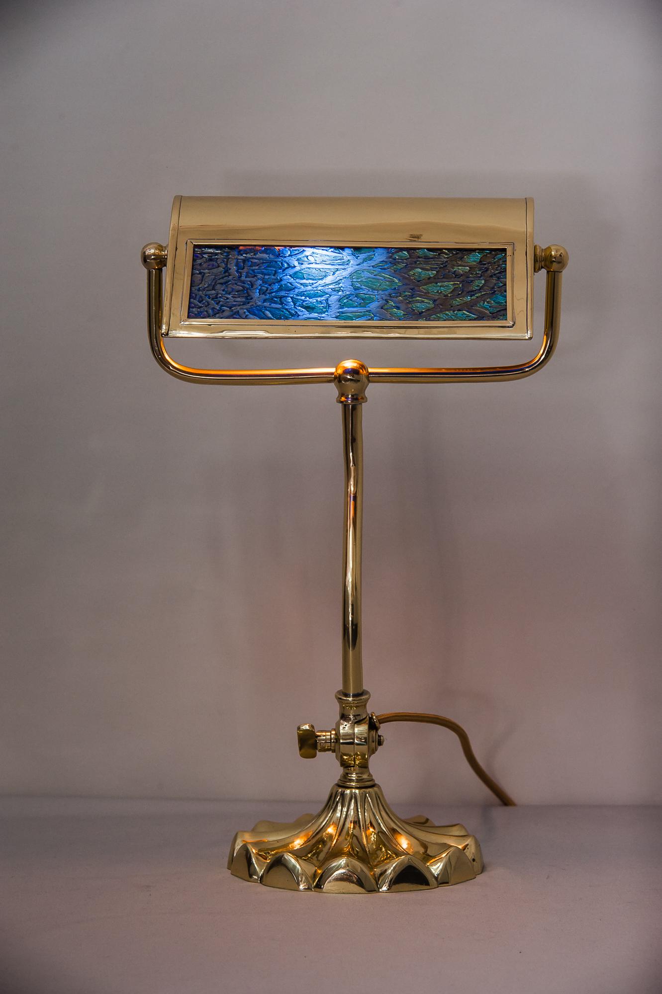 Jugendstil Table Lamp circa 1909 with Original Lötz Glass 2