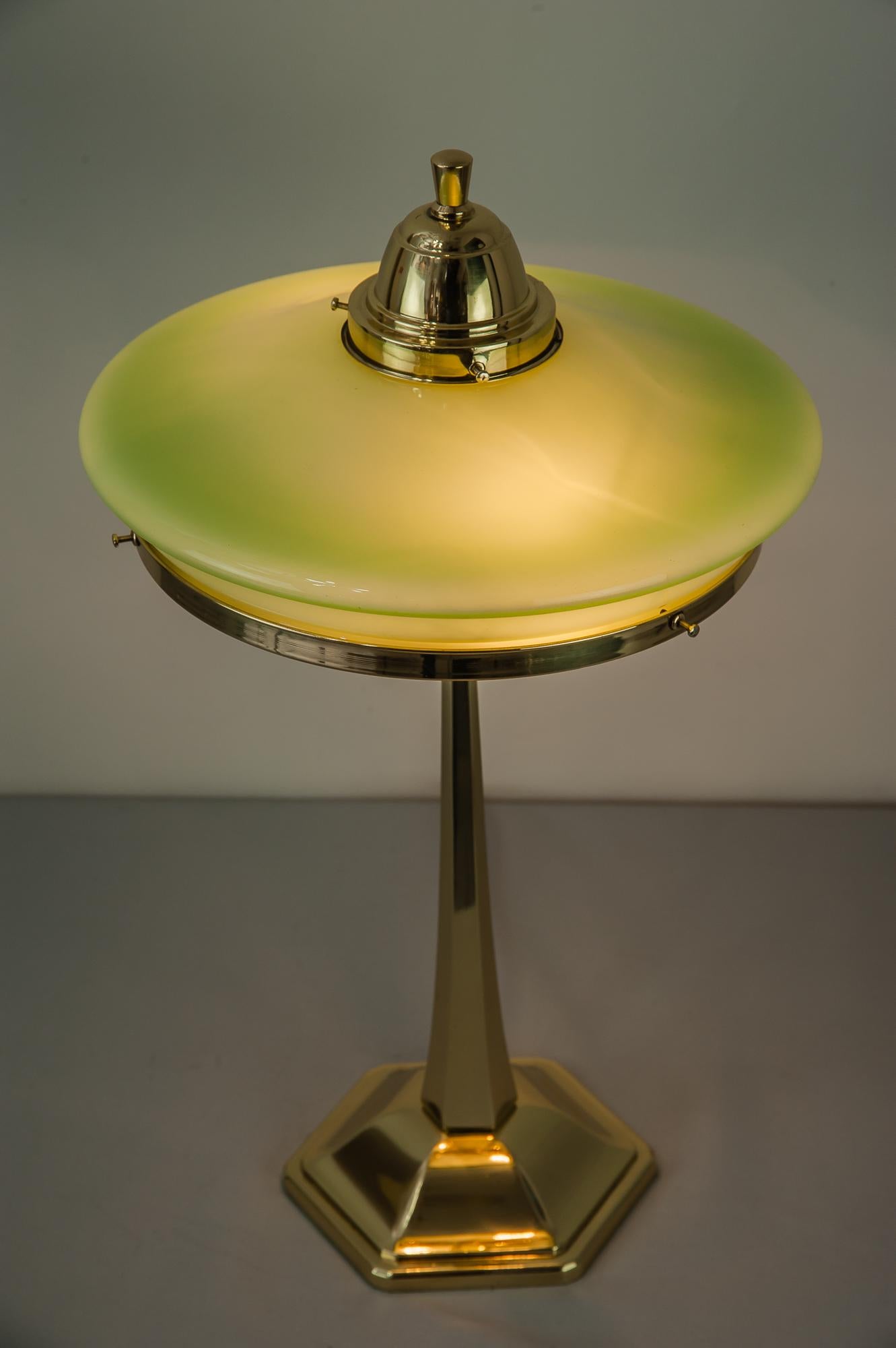 Lacquered Jugendstil Table Lamp circa 1910s with Original Glass