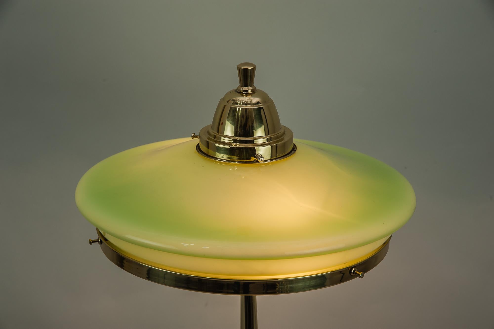 Jugendstil Table Lamp circa 1910s with Original Glass (Messing)