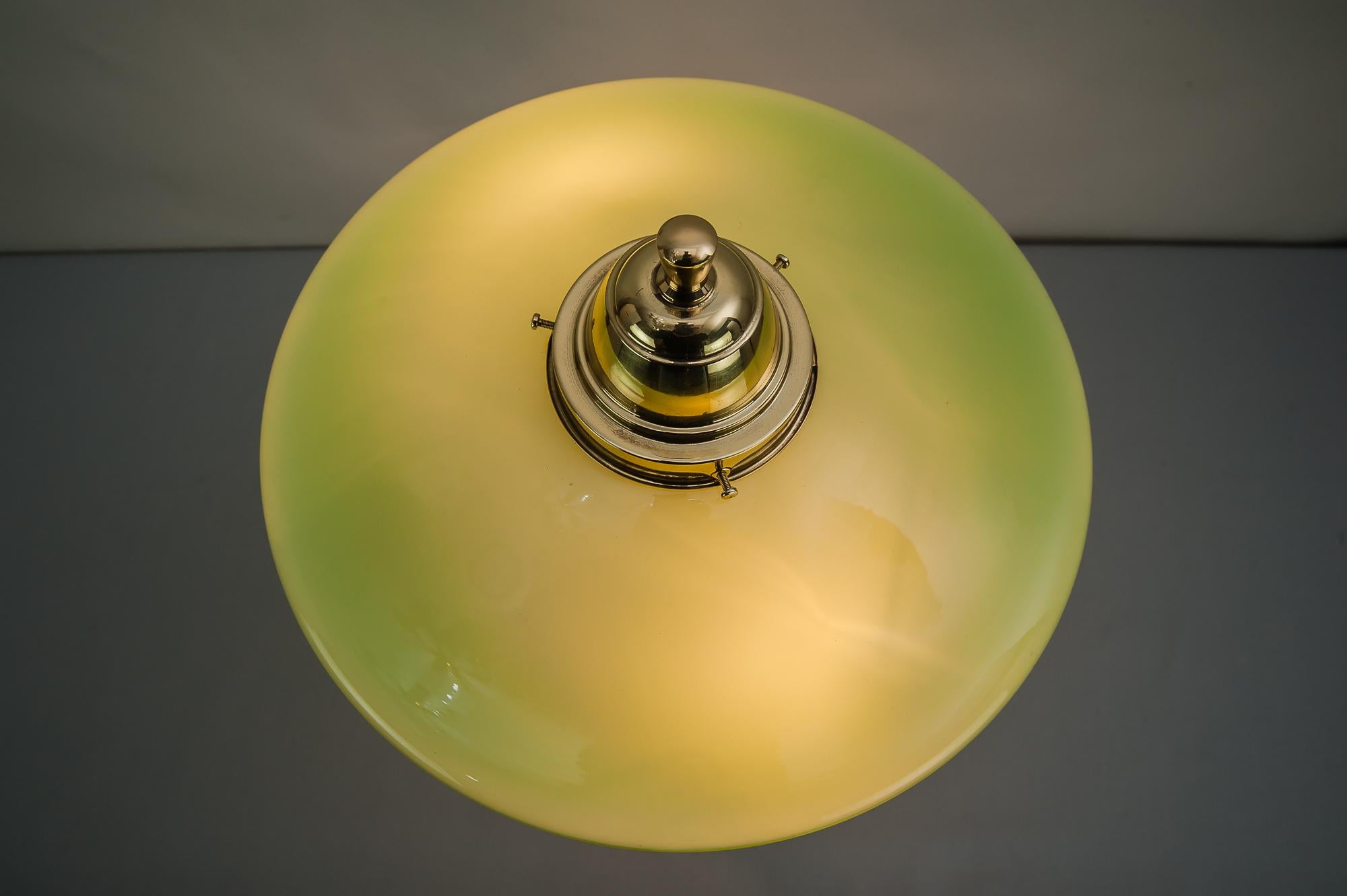 Brass Jugendstil Table Lamp circa 1910s with Original Glass