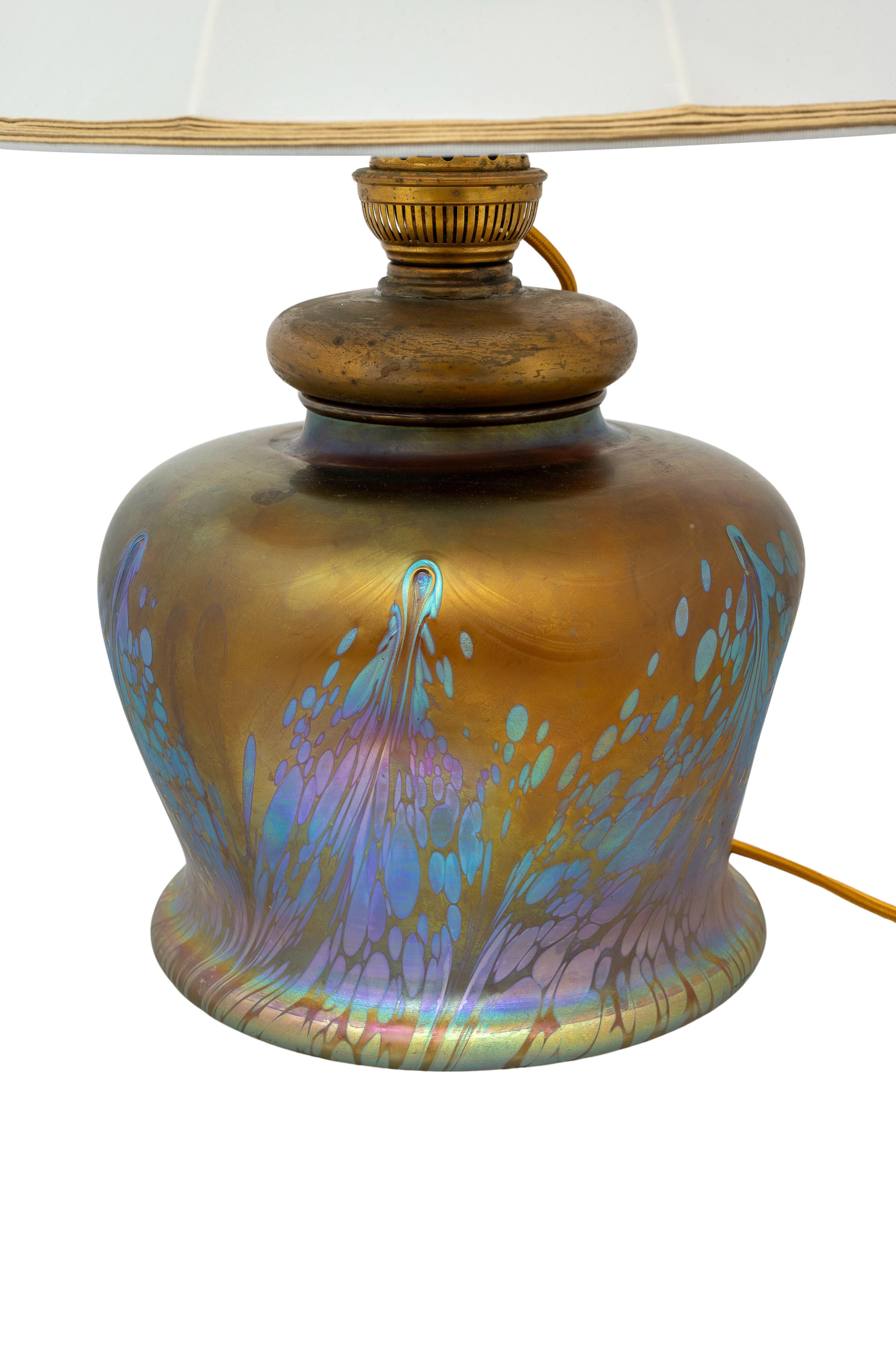 Austrian Jugendstil table lamp Loetz Medici decoration ca. 1902 For Sale