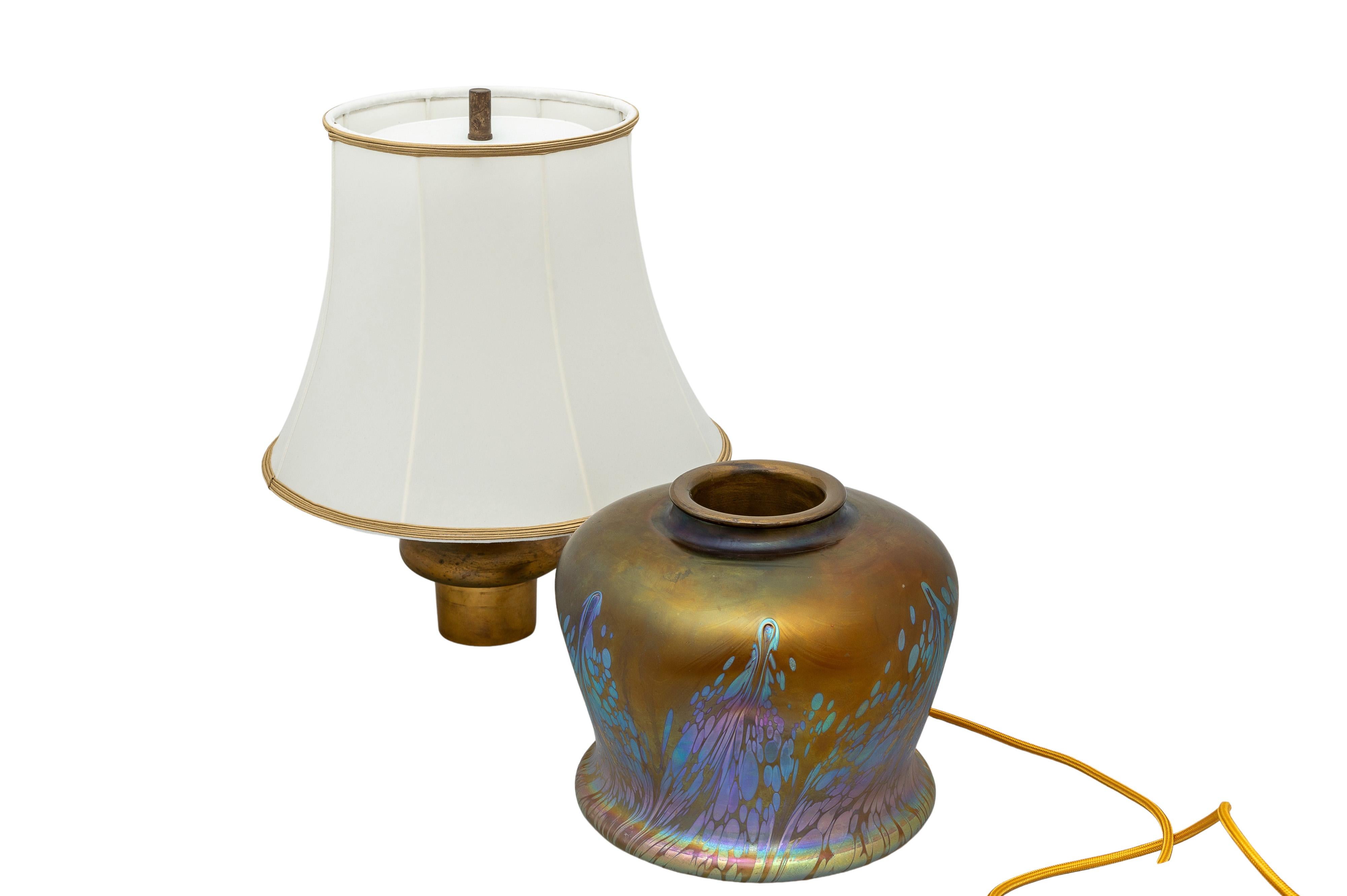 Early 20th Century Jugendstil table lamp Loetz Medici decoration ca. 1902 For Sale