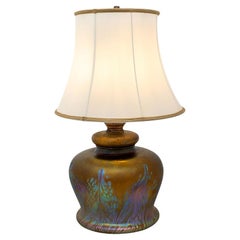 Jugendstil-Tischlampe, Loetz Medici-Dekoration, ca. 1902
