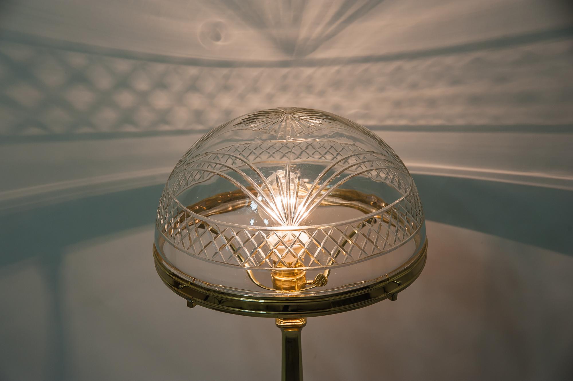 Jugendstil Table Lamp Vienna with Original Cut Glass Shade, 1909 5