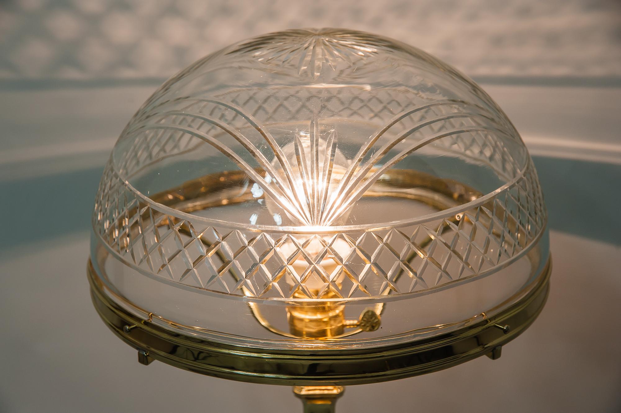 Jugendstil-Tischlampe Wien mit original geschliffenem Glasschirm:: 1909 7