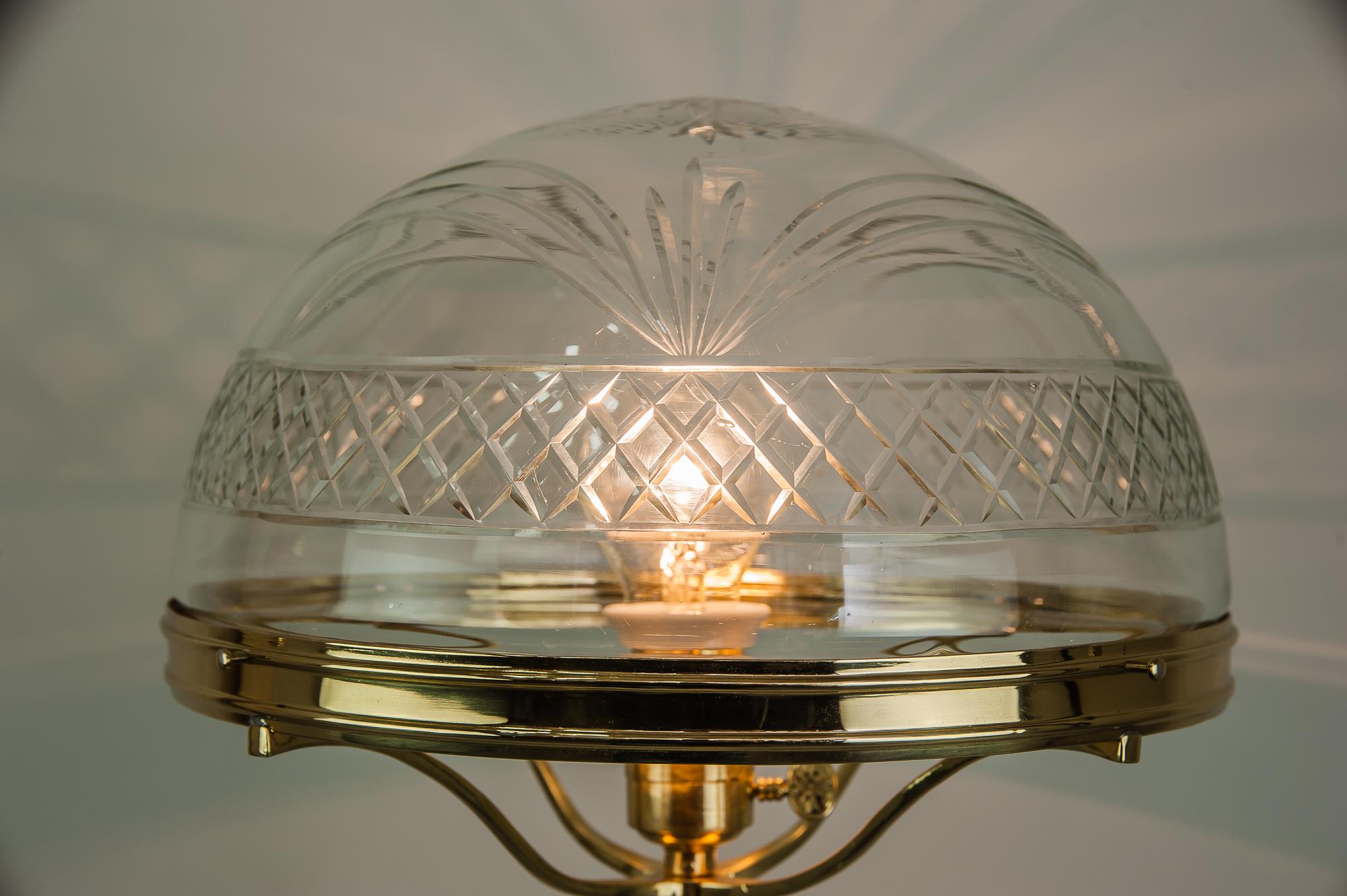 Jugendstil-Tischlampe Wien mit original geschliffenem Glasschirm:: 1909 2